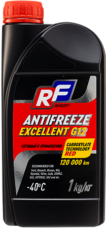 Антифриз ANTIFREEZE EXCELLENT G12 красный 1 кг RUSEFF - продажа, свойства, характеристики и отзывы